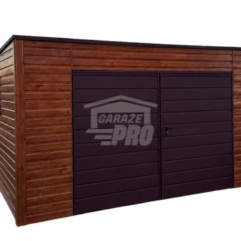 Ogłoszenie - Garaż blaszany 4,5x6 m - brama dwuskrzydłowa - 2x okno - jasny orzech - dach GP762 - Jastrzębie-Zdrój - 8 930,00 zł