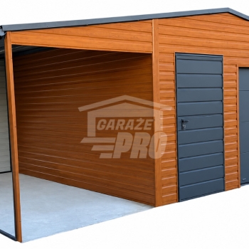 Ogłoszenie - Garaż blaszany 5x6 m + wiata 2x6 m brama segmentowa drzwi okno drewnopodobny rynny GP768 - Elbląg - 22 750,00 zł
