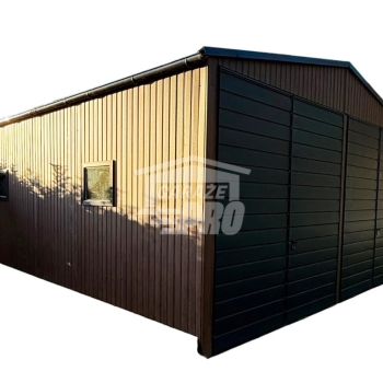 Ogłoszenie - Garaż blaszany 6x8 m - 2x brama dwuskrzydłowa - 2x okno drewnopodobny - dach GP771